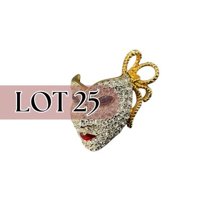 -25- SWAROVSKI | Crystal Mask Brooch | Marked