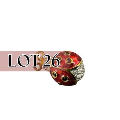 -26- SWAROVSKI | Red Enamel Crystal Lady Bug Petite Brooch | Marked
