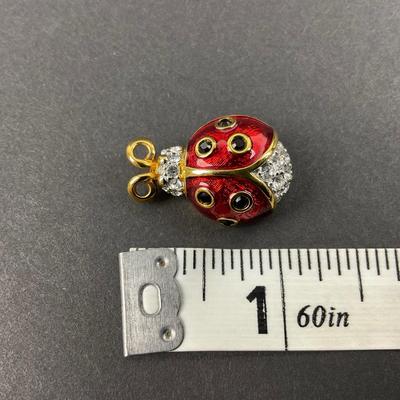 -26- SWAROVSKI | Red Enamel Crystal Lady Bug Petite Brooch | Marked