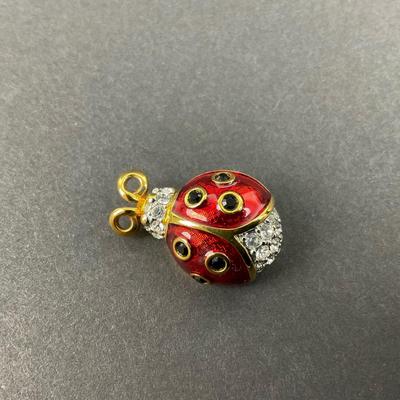 -26- SWAROVSKI | Red Enamel Crystal Lady Bug Petite Brooch | Marked