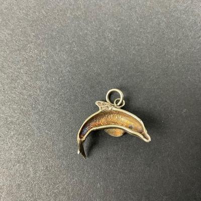 -30- JEWELRY | Dolphin Sterling Marked Pendant & Jumping Dolphin Earrings