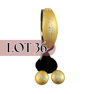-36- COSTUME | Unmarked Gold Tone Bracelet & Clip Earrings