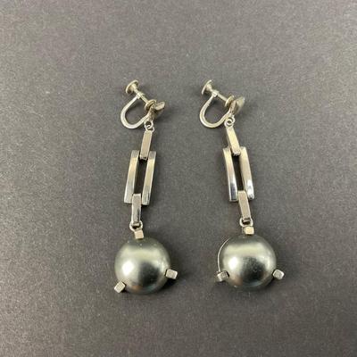 -39- SILVER | Sterling Screw Back Earrings | Marked