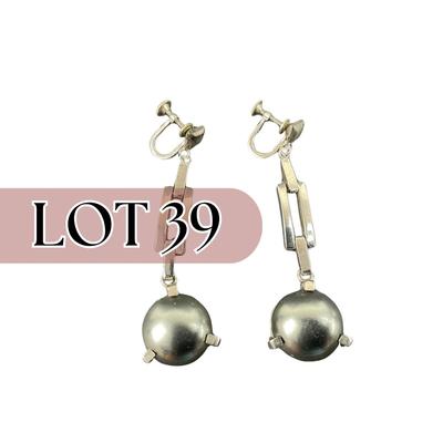 -39- SILVER | Sterling Screw Back Earrings | Marked