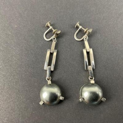 -39- SILVER | Sterling Screw Back Earrings | Marked