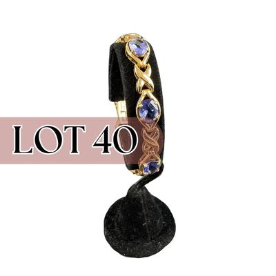 -40- STERLING | Gold Wash Purple Stone Bracelet | Marked