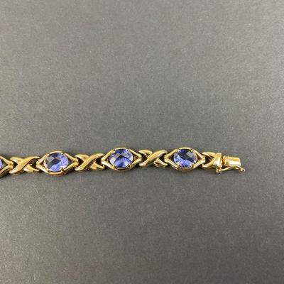 -40- STERLING | Gold Wash Purple Stone Bracelet | Marked