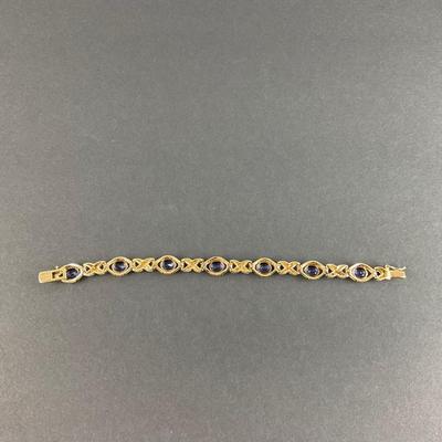 -40- STERLING | Gold Wash Purple Stone Bracelet | Marked