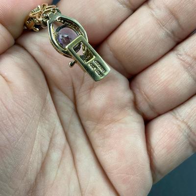 -40- STERLING | Gold Wash Purple Stone Bracelet | Marked