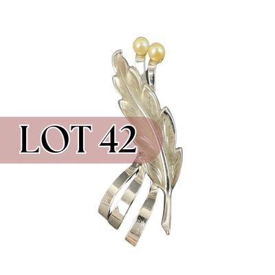 -42- SILVER | Curtis Creations Sterling & Pearl Modernist Brooch | Brooch