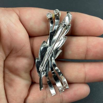-42- SILVER | Curtis Creations Sterling & Pearl Modernist Brooch | Brooch