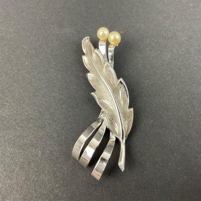 -42- SILVER | Curtis Creations Sterling & Pearl Modernist Brooch | Brooch