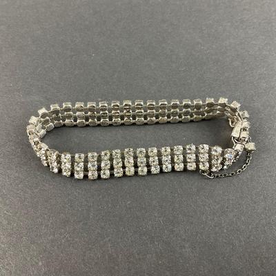 -43- SILVER | Sterling & CZ Rhinestone Bracelet | Marked