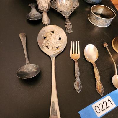 Lot of Vintage Silver Plate Tea pot Cups, Utensils