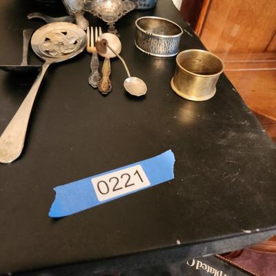 Lot of Vintage Silver Plate Tea pot Cups, Utensils