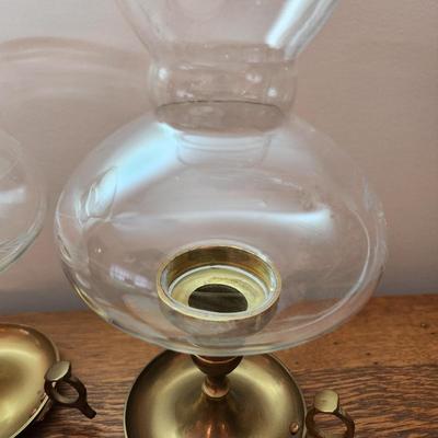 Lenox USA , Belleek, 2 Brass Candle Holders w Globes