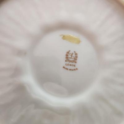 Lenox USA , Belleek, 2 Brass Candle Holders w Globes