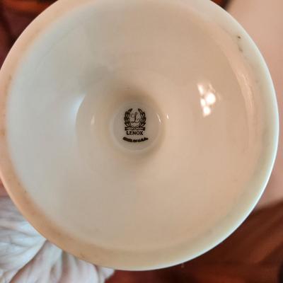 Lenox USA , Belleek, 2 Brass Candle Holders w Globes