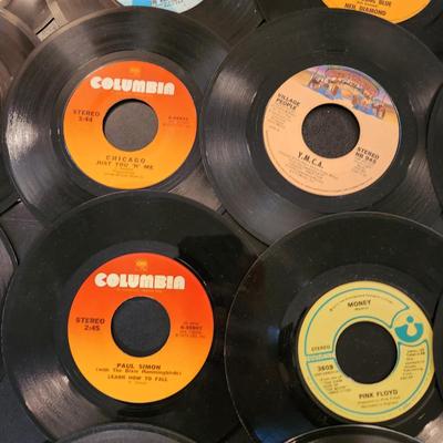 Large Lot of 45 RPM Records Beach Boys Beatles Monkees Rolling Stones Chicago Village People Pink Floyd