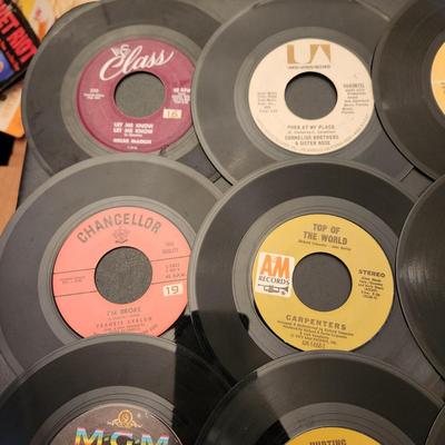 Another Large Lot 45 RPM Records Jan & Dean Four Tops Taco Ricky Nelson Whodini Bad Boy Lovin Spoonful Dion Turtles Simon &...
