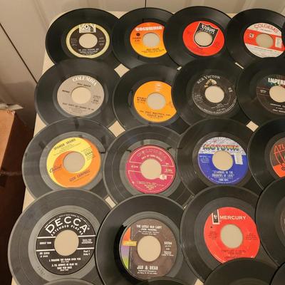 Another Large Lot 45 RPM Records Jan & Dean Four Tops Taco Ricky Nelson Whodini Bad Boy Lovin Spoonful Dion Turtles Simon &...