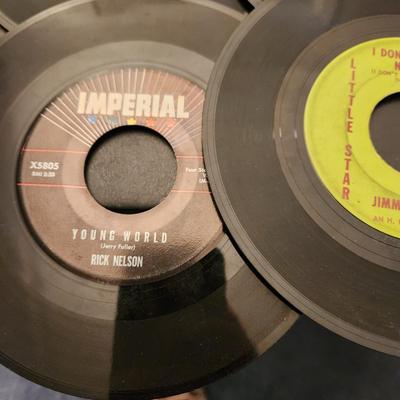 Another Large Lot 45 RPM Records Jan & Dean Four Tops Taco Ricky Nelson Whodini Bad Boy Lovin Spoonful Dion Turtles Simon &...