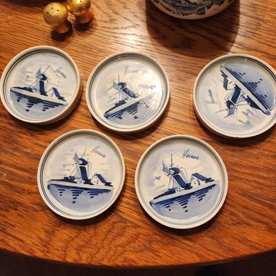 Table Top Full of China Plates , Fenton Vase, Tea pot, Bowls, Delft Holland, Herend, Bareuther, Royal Crown