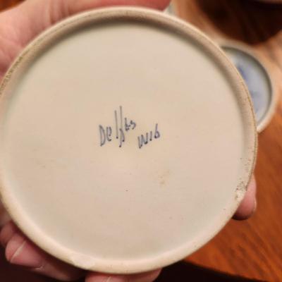 Table Top Full of China Plates , Fenton Vase, Tea pot, Bowls, Delft Holland, Herend, Bareuther, Royal Crown