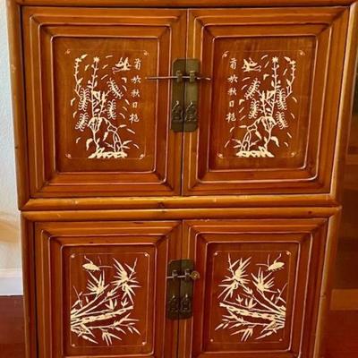 Two Antique Asian Cabinets With Brass Accents