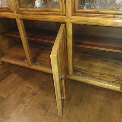 Bamboo Design Lighted China Cabinet- Approx 57" x 16" x 81" Tall (No Contents Included)