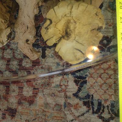 Glass Top Coffee Table with Driftwood Base- Approx 23" x 40" x 15" Tall