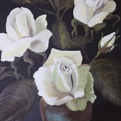 Framed Original Pati Whitright "White Roses"