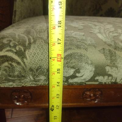 Vintage Carved Wood Swan Design Barrel Chair with Ottoman