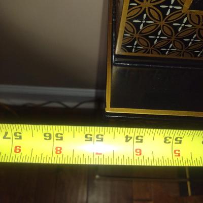 Lacquer Finish Asian Design Curio/China Lighted Display Cabinet- Approx 55" Wide, 12" Deep, 79 1/2" Tall (No Contents...