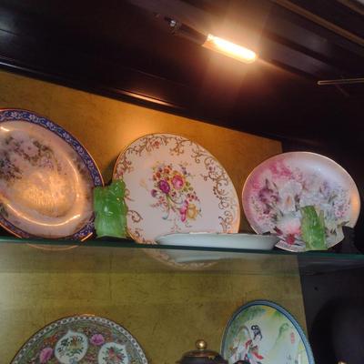 Lacquer Finish Asian Design Curio/China Lighted Display Cabinet- Approx 55" Wide, 12" Deep, 79 1/2" Tall (No Contents...