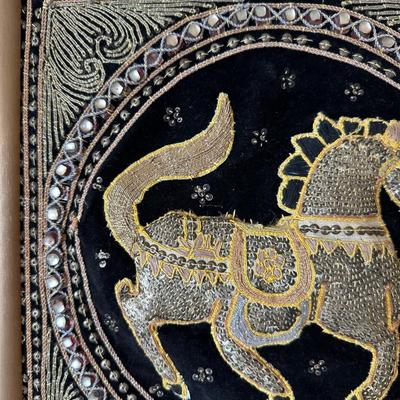 Framed Embroidered Tapestry Kalaga Horse (See Details)