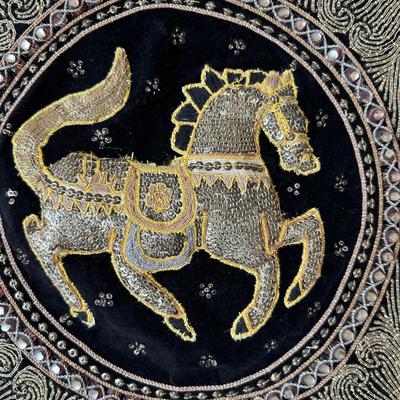 Framed Embroidered Tapestry Kalaga Horse (See Details)