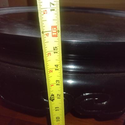 Vintage Round Asian Ming Style Low Coffee Table with Brass Tray- Approx 29 1/4" in Diameter, 15 3/4" Tall