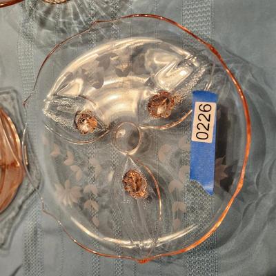 Depression Glass Lot Glasses, Bowl, Serving Dish