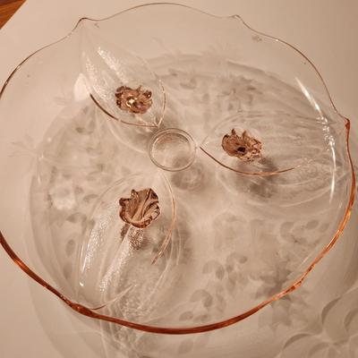 Depression Glass Lot Glasses, Bowl, Serving Dish