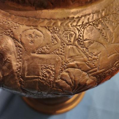 Metal Vase Urn 12" tall 6" opening Elephant People