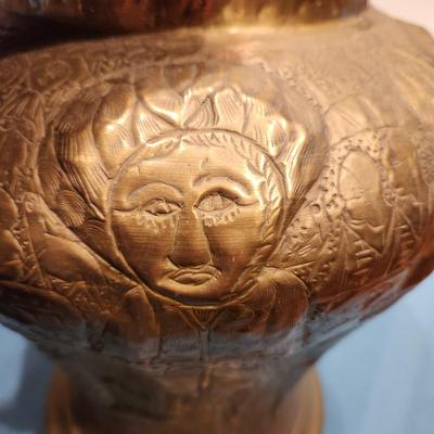 Metal Vase Urn 12" tall 6" opening Elephant People