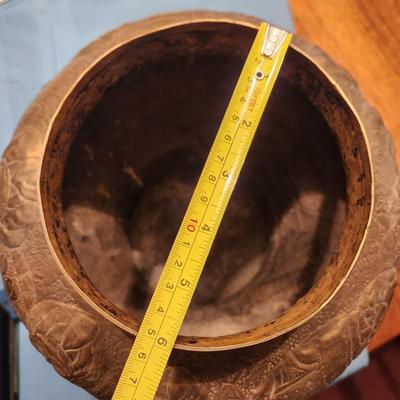 Metal Vase Urn 12" tall 6" opening Elephant People