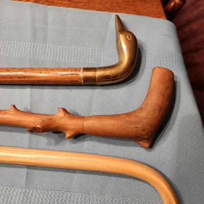4 Walking Sticks Canes Brass Duck Head