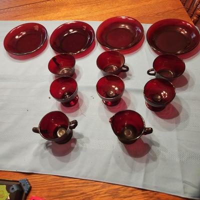 Ruby Red Glass Lot