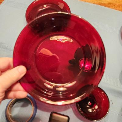 Ruby Red Glass Lot