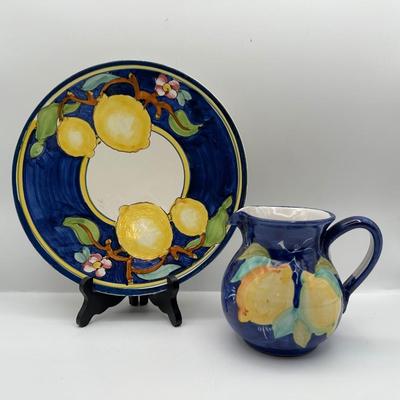 Italian Lemon Decorative Plate and Pitcher