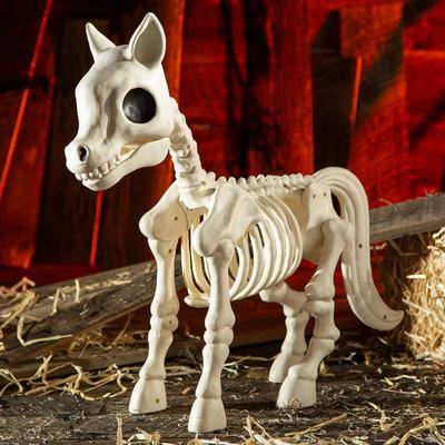 25 in Standing Pony Plastic Skeleton Decoration in Off White Bone Color - Halloween Decorations