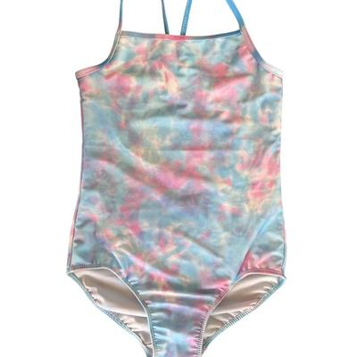 Size 140 - Girls Pastel Rainbow Tie Dye Gymnastics Leotard One Piece Tumbling Outfits