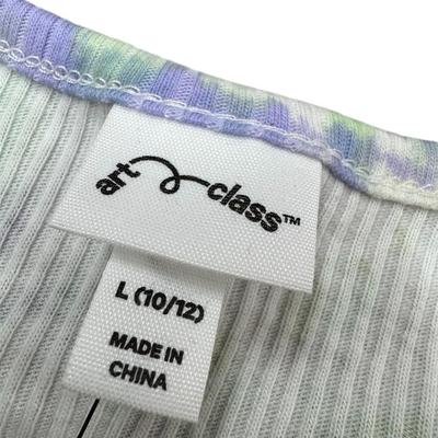 Size L - Girls' Target Art Class Short Sleeve Cream T-Shirt w/Pastel Rainbow Purple, Green, Yellow, Red Blue Tie Dye